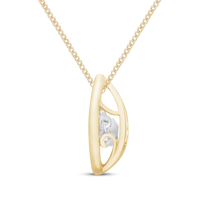 Main Image 3 of Unstoppable Love Diamond Teardrop Frame Necklace 1/10 ct tw 10K Yellow Gold 19"