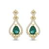 Thumbnail Image 2 of KAY Lab-Grown Diamonds Pear-Shaped Lab-Created Emerald Drop Earrings 1/2 ct tw 14K Yellow Gold