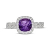 Thumbnail Image 3 of Neil Lane Cushion-Cut Amethyst & Diamond Halo Engagement Ring 1/2 ct tw 14K White Gold