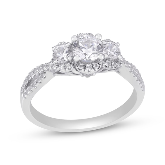 Adore Round-Cut Diamond Three-Stone Engagement Ring 1 ct tw 14K White Gold