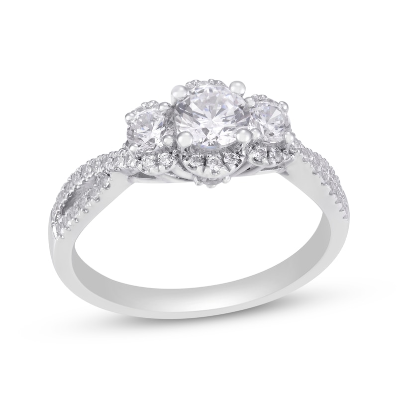 Main Image 1 of Adore Round-Cut Diamond Three-Stone Engagement Ring 1 ct tw 14K White Gold