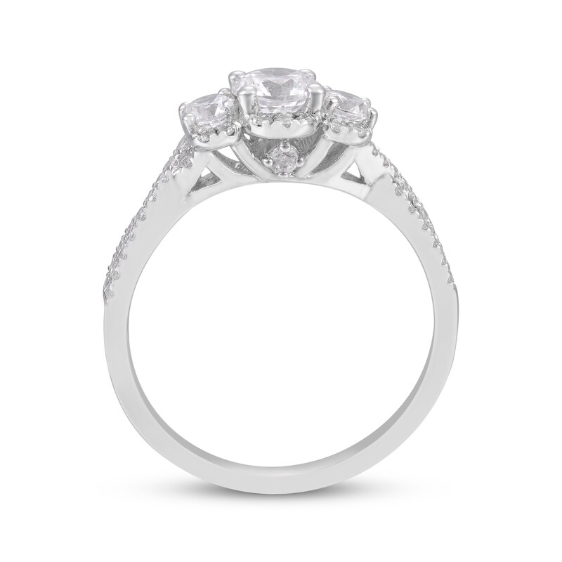 Main Image 3 of Adore Round-Cut Diamond Three-Stone Engagement Ring 1 ct tw 14K White Gold