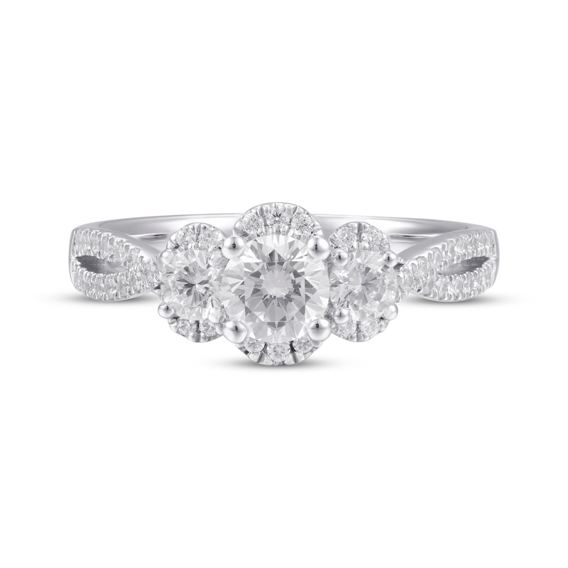 Main Image 4 of Adore Round-Cut Diamond Three-Stone Engagement Ring 1 ct tw 14K White Gold