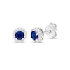 Thumbnail Image 1 of Blue & White Lab-Created Sapphire Halo Stud Earrings Sterling Silver