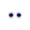 Thumbnail Image 2 of Blue & White Lab-Created Sapphire Halo Stud Earrings Sterling Silver