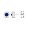 Thumbnail Image 3 of Blue & White Lab-Created Sapphire Halo Stud Earrings Sterling Silver