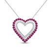 Thumbnail Image 1 of Lab-Created Ruby & White Lab-Created Sapphire Double Heart Outline Necklace Sterling Silver 18"