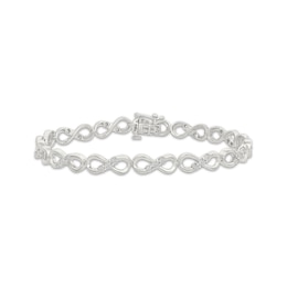 Diamond Infinity Link Bracelet 1/5 ct tw Sterling Silver 7"