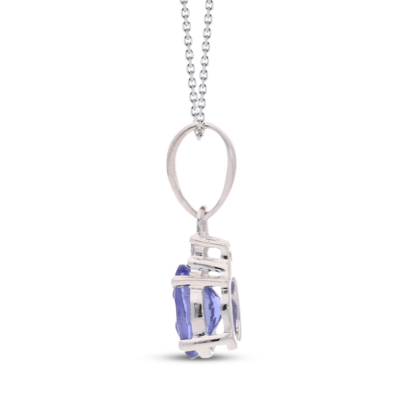 Main Image 2 of Oval-Cut Tanzanite & White Lab-Created Sapphire Necklace Sterling Silver 18"