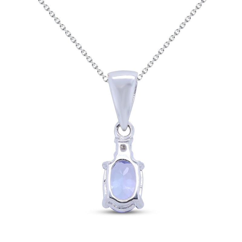 Main Image 3 of Oval-Cut Tanzanite & White Lab-Created Sapphire Necklace Sterling Silver 18"