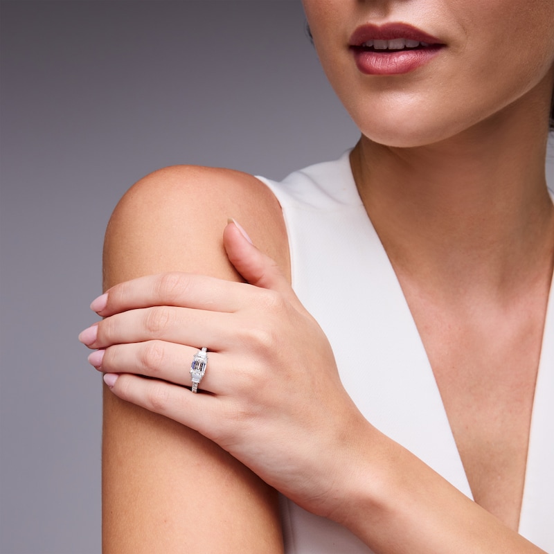 Main Image 5 of Neil Lane Artistry East West Emerald-Cut Lab-Grown Diamond Engagement Ring 2-7/8 ct tw 14K White Gold