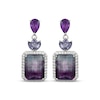 Thumbnail Image 2 of Emerald-Cut Fluorite, Iolite, Amethyst & White Lab-Created Sapphire Dangle Earrings Sterling Silver
