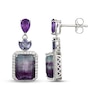 Thumbnail Image 3 of Emerald-Cut Fluorite, Iolite, Amethyst & White Lab-Created Sapphire Dangle Earrings Sterling Silver