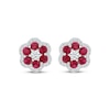 Thumbnail Image 2 of Lab-Created Ruby & White Lab-Created Sapphire Flower Earrings Sterling Silver