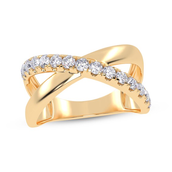 Diamond Crisscross Orbit Ring 1/2 ct tw 14K Yellow Gold