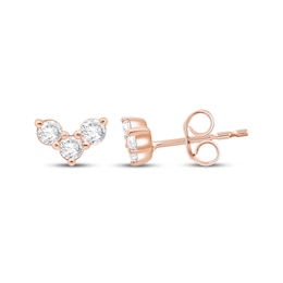 KAY Lab-Grown Diamonds Three-Stone Stud Earrings 1/4 ct tw 14K Rose Gold
