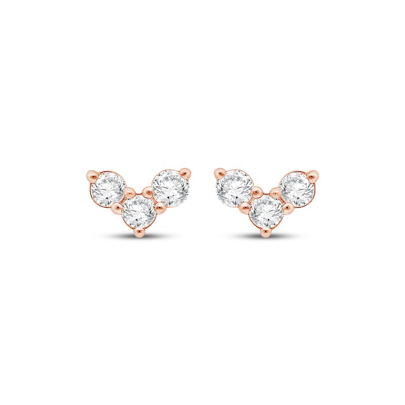 Main Image 2 of KAY Lab-Grown Diamonds Three-Stone Stud Earrings 1/4 ct tw 14K Rose Gold