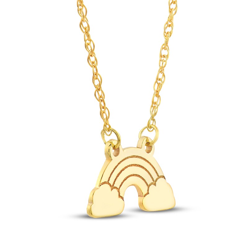 Main Image 2 of Rainbow & Clouds Necklace 14K Yellow Gold 16"
