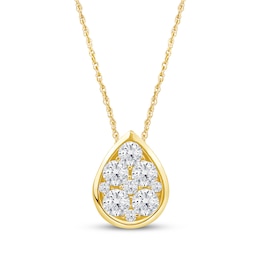 KAY Lab-Grown Diamonds Multi-Stone Teardrop Necklace 1/2 ct tw 10K Yellow Gold 18"