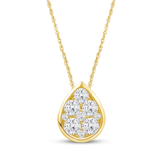 KAY Lab-Grown Diamonds Multi-Stone Teardrop Necklace 1/2 ct tw 10K Yellow Gold 18"