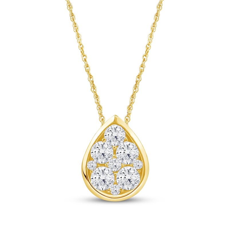 Main Image 1 of KAY Lab-Grown Diamonds Multi-Stone Teardrop Necklace 1/2 ct tw 10K Yellow Gold 18"
