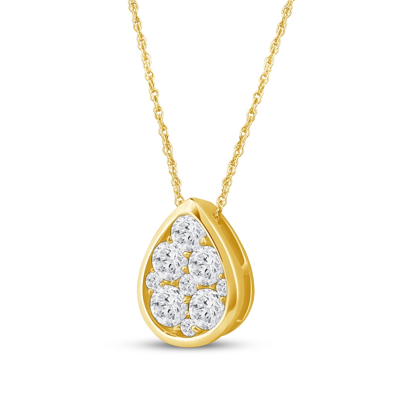 Main Image 2 of KAY Lab-Grown Diamonds Multi-Stone Teardrop Necklace 1/2 ct tw 10K Yellow Gold 18"