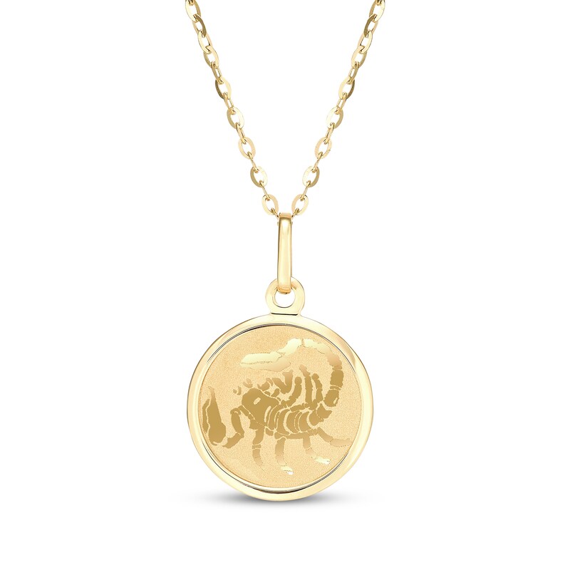 Main Image 1 of Zodiac Scorpio Medallion Necklace 14K Yellow Gold 18"