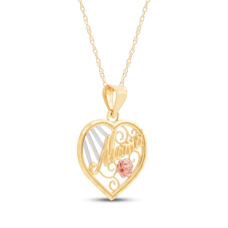 Main Image 2 of "Mama" Heart Necklace 14K Two-Tone Gold 18"