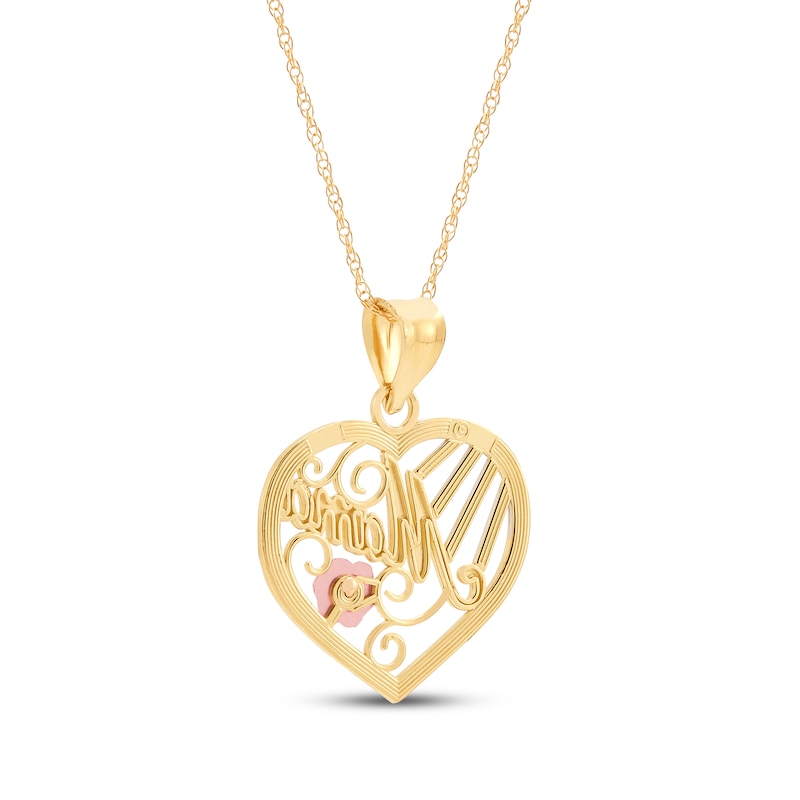 Main Image 3 of "Mama" Heart Necklace 14K Two-Tone Gold 18"