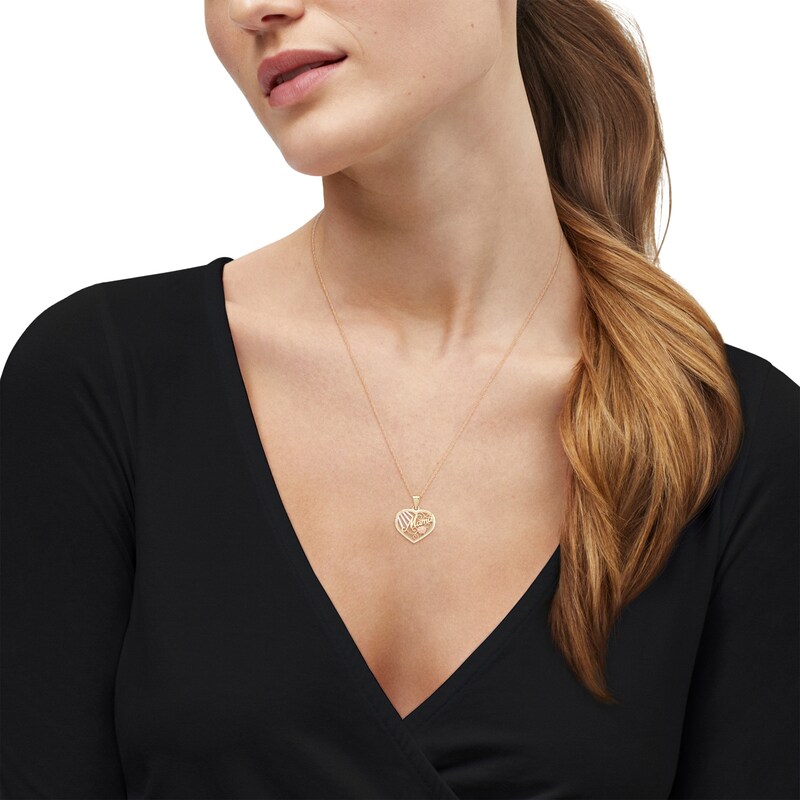 Main Image 5 of "Mama" Heart Necklace 14K Two-Tone Gold 18"