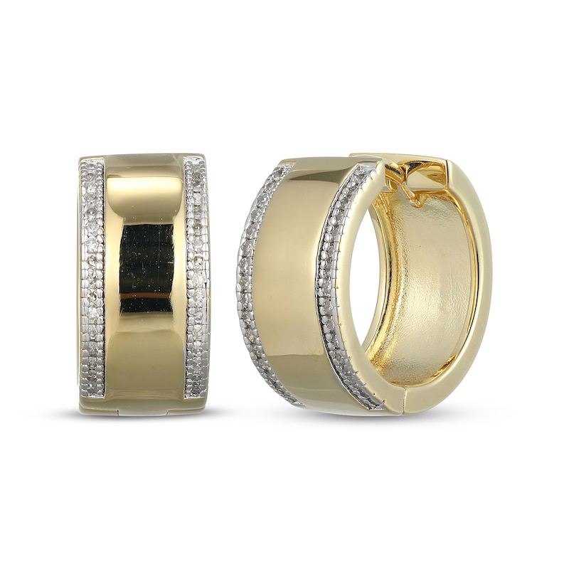 Main Image 1 of Men's Diamond Pavé Huggie Hoop Earrings 1/5 ct tw 10K Yellow Gold