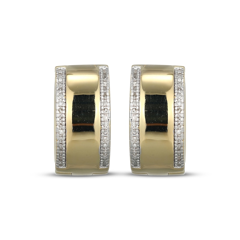 Main Image 2 of Men's Diamond Pavé Huggie Hoop Earrings 1/5 ct tw 10K Yellow Gold