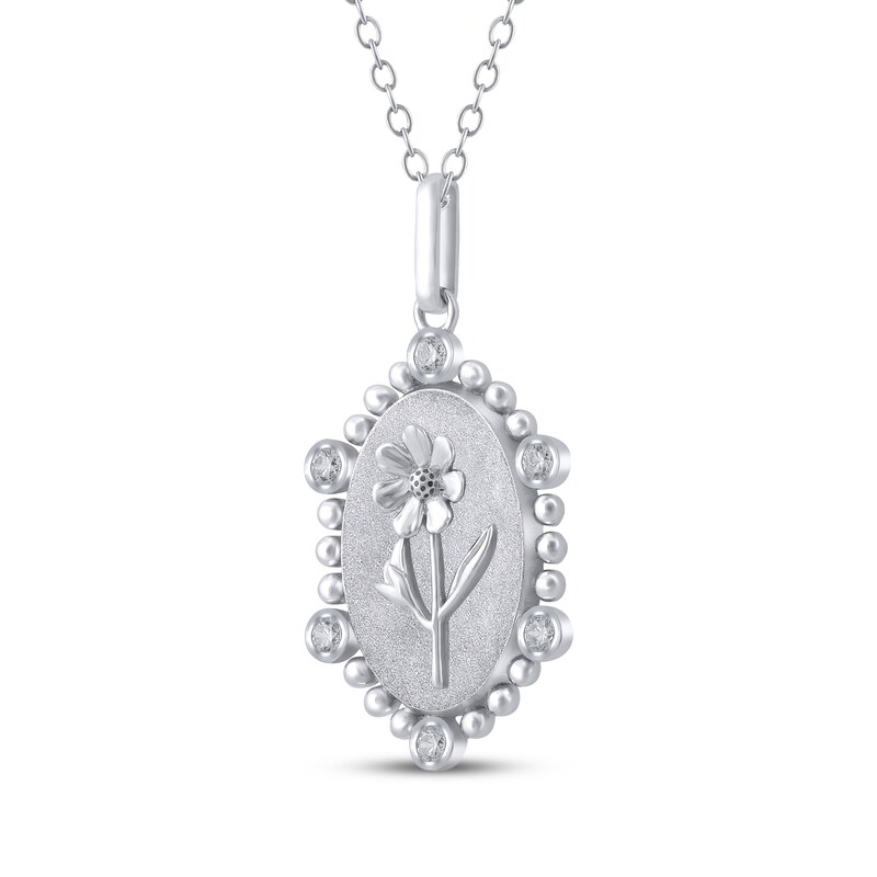 Main Image 2 of Cosmo Birth Flower Diamond Necklace 1/10 ct tw Sterling Silver 18"
