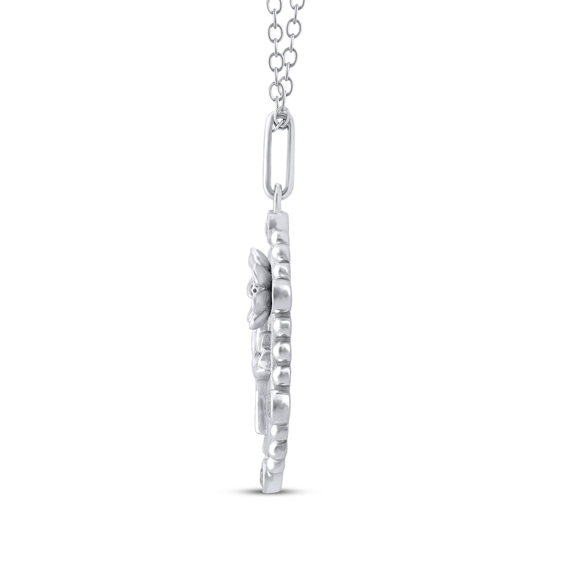 Main Image 3 of Cosmo Birth Flower Diamond Necklace 1/10 ct tw Sterling Silver 18"