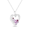Thumbnail Image 2 of Multi-Shape Pink & White Lab-Created Sapphire, Lab-Created Ruby Heart Necklace Sterling Silver 18"