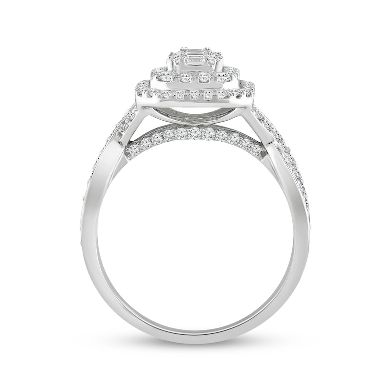 Main Image 3 of Adore Baguette & Round-Cut Multi-Diamond Engagement Ring 1 ct tw 10K White Gold