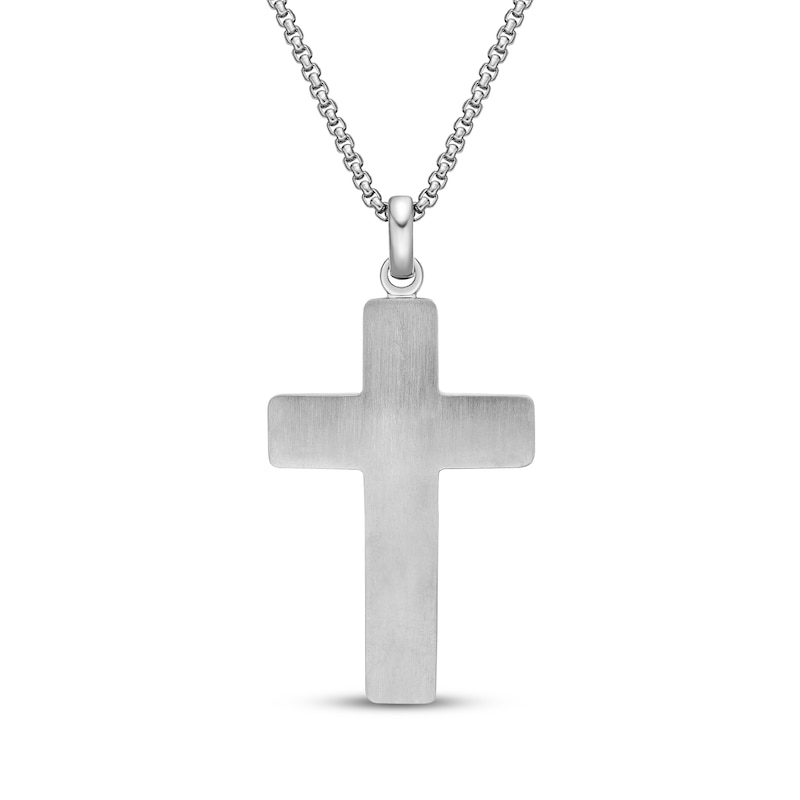 Main Image 3 of Men's Wood Cross Necklace Stainless Steel 24"