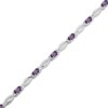 Thumbnail Image 2 of Oval-Cut Amethyst & White Lab-Created Sapphire Link Bracelet Sterling Silver 7.25"