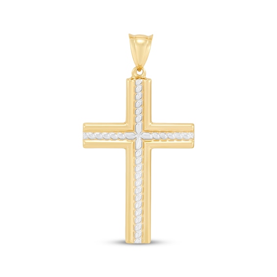 Textured Cross Charm 10K Yellow Gold