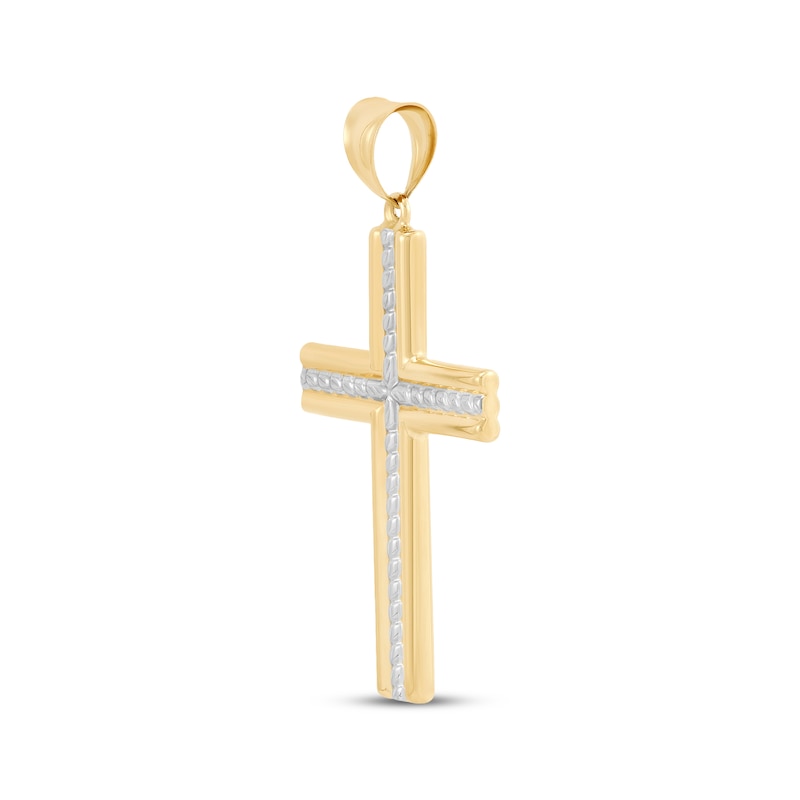 Main Image 2 of Textured Cross Charm 10K Yellow Gold