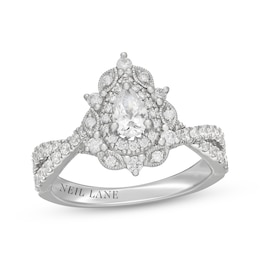 Neil Lane Pear-Shaped Diamond Halo Engagement Ring 1 ct tw 14K White Gold