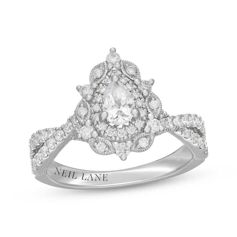 Main Image 1 of Neil Lane Pear-Shaped Diamond Halo Engagement Ring 1 ct tw 14K White Gold