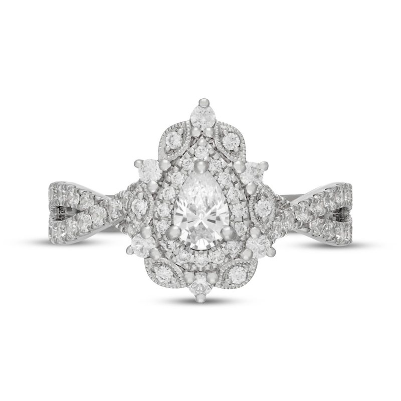Main Image 3 of Neil Lane Pear-Shaped Diamond Halo Engagement Ring 1 ct tw 14K White Gold