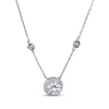 Thumbnail Image 1 of White Lab-Created Sapphire Halo & Bezel Station Necklace Sterling Silver 18"