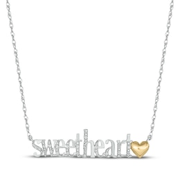 Diamond "Sweetheart" Necklace 1/20 ct tw Sterling Silver with 24K Yellow Gold Vermeil 18"
