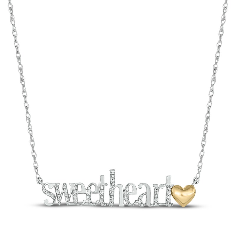 Main Image 1 of Diamond "Sweetheart" Necklace 1/20 ct tw Sterling Silver with 24K Yellow Gold Vermeil 18"