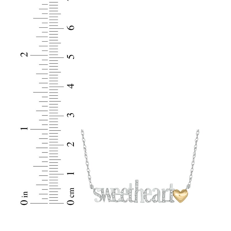 Main Image 3 of Diamond "Sweetheart" Necklace 1/20 ct tw Sterling Silver with 24K Yellow Gold Vermeil 18"