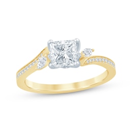 Princess-Cut Lab-Grown Diamond Engagement Ring 3/4 ct tw 14K Two-Tone Gold