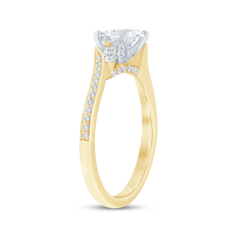 Main Image 2 of Princess-Cut Lab-Grown Diamond Engagement Ring 3/4 ct tw 14K Two-Tone Gold