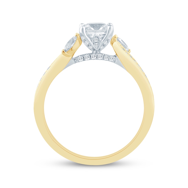 Main Image 3 of Princess-Cut Lab-Grown Diamond Engagement Ring 3/4 ct tw 14K Two-Tone Gold